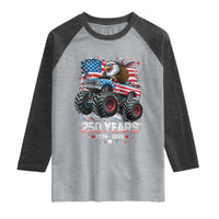 USA 250th Anniversary 250 Years 1776 2026 Monster Truck Eagle Raglan Shirt
