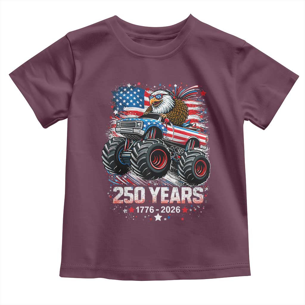 USA 250th Anniversary 250 Years 1776 2026 Monster Truck Eagle Toddler T Shirt
