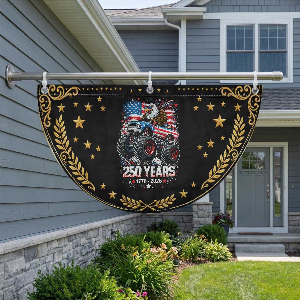 USA 250th Anniversary 250 Years 1776 2026 Monster Truck Eagle Patriotic Fan Flag