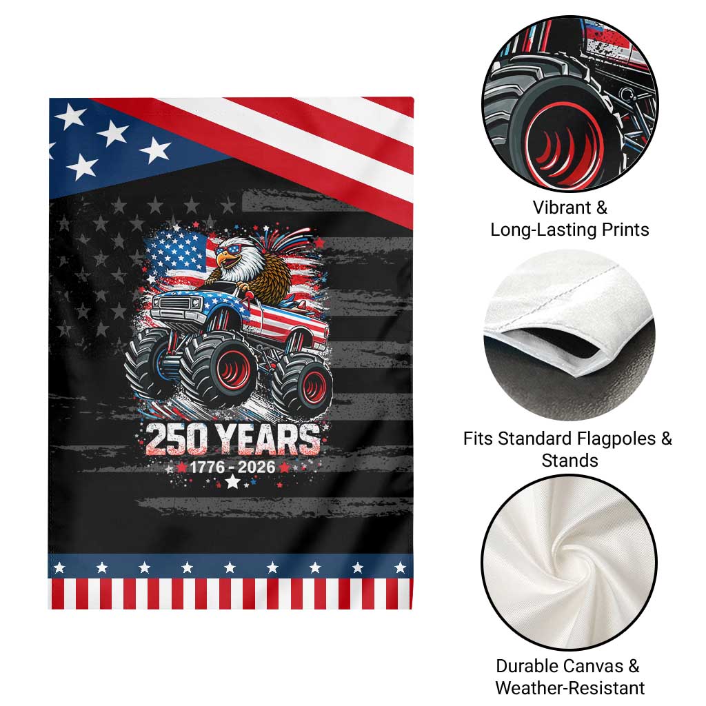 USA 250th Anniversary 250 Years 1776 2026 Monster Truck Eagle Garden Flag