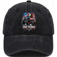USA 250th Anniversary 250 Years 1776 2026 Monster Truck Eagle Washed Cotton Baseball Cap