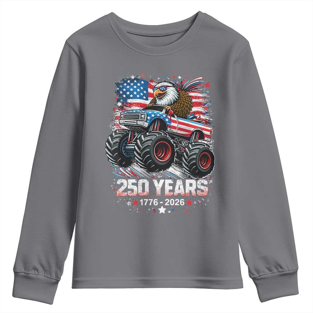 USA 250th Anniversary 250 Years 1776 2026 Monster Truck Eagle Youth Sweatshirt
