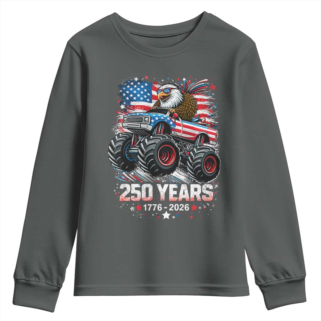 USA 250th Anniversary 250 Years 1776 2026 Monster Truck Eagle Youth Sweatshirt