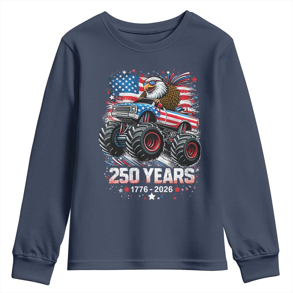 USA 250th Anniversary 250 Years 1776 2026 Monster Truck Eagle Youth Sweatshirt