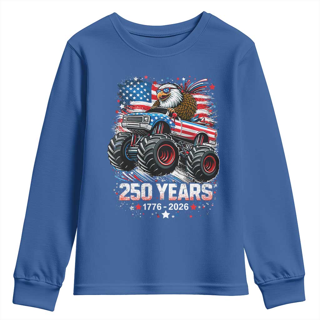 USA 250th Anniversary 250 Years 1776 2026 Monster Truck Eagle Youth Sweatshirt