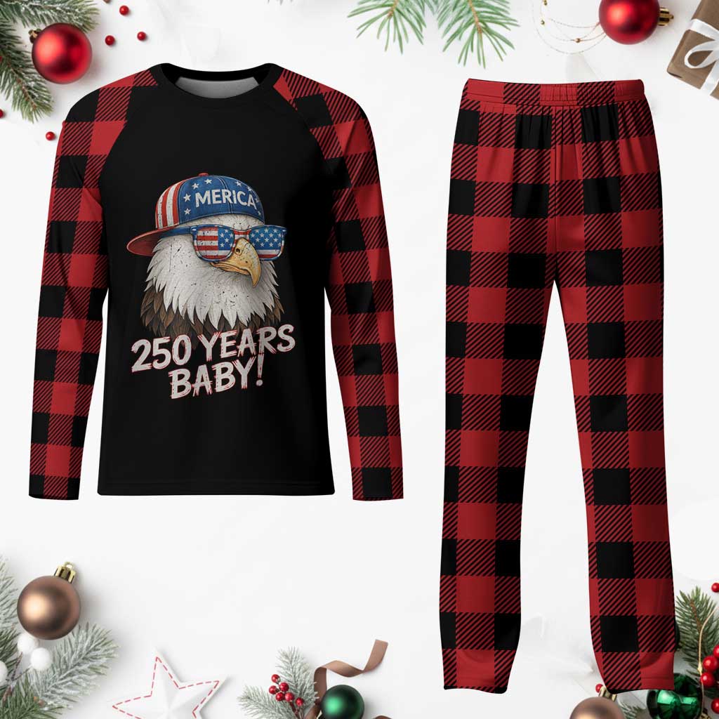 250th Anniversary USA 250 Years Baby Bald Eagle Plaid Pajama Set
