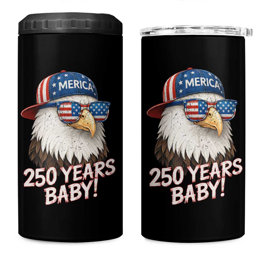 250th Anniversary USA 250 Years Baby Bald Eagle 4 in 1 Can Cooler Tumbler