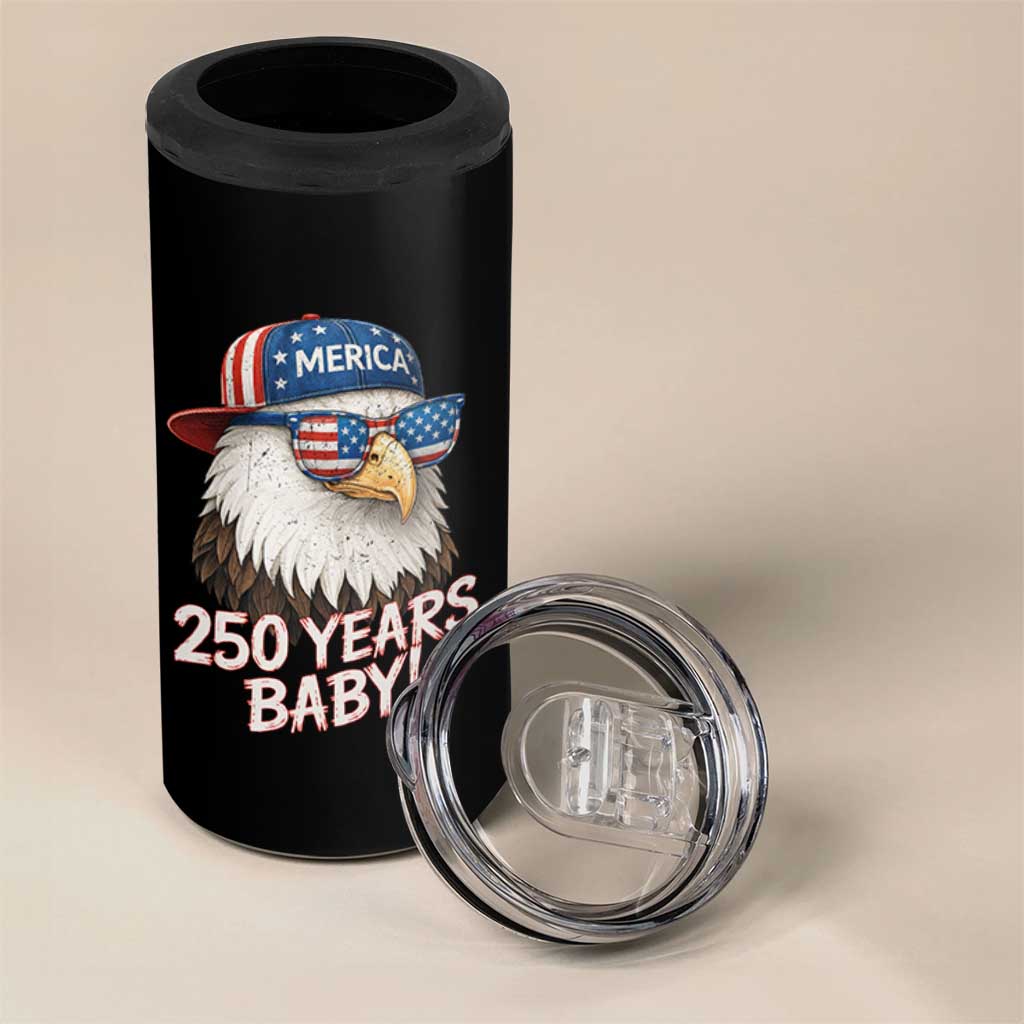 250th Anniversary USA 250 Years Baby Bald Eagle 4 in 1 Can Cooler Tumbler