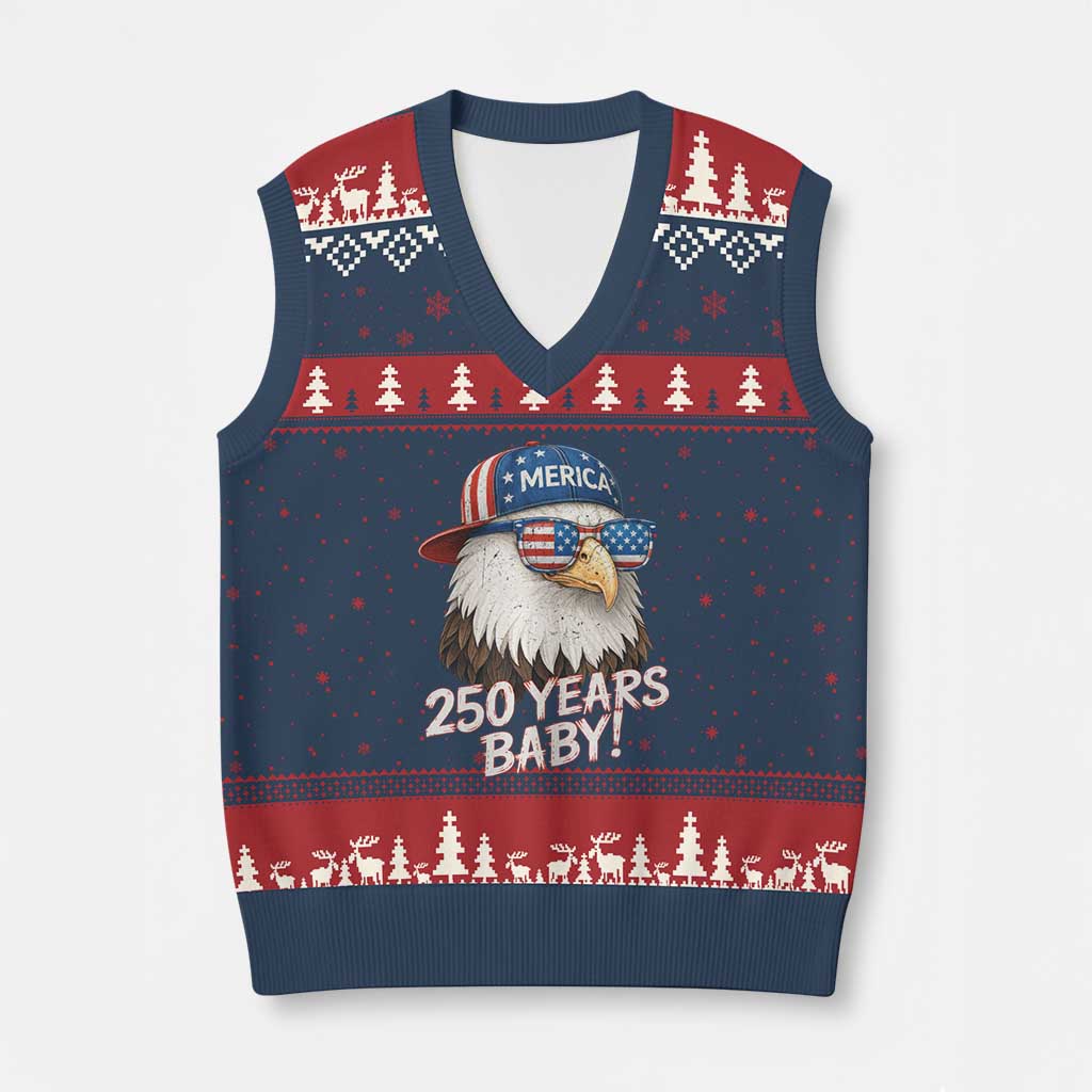 250th Anniversary USA 250 Years Baby Bald Eagle V-Neck Knit Sweater Vest