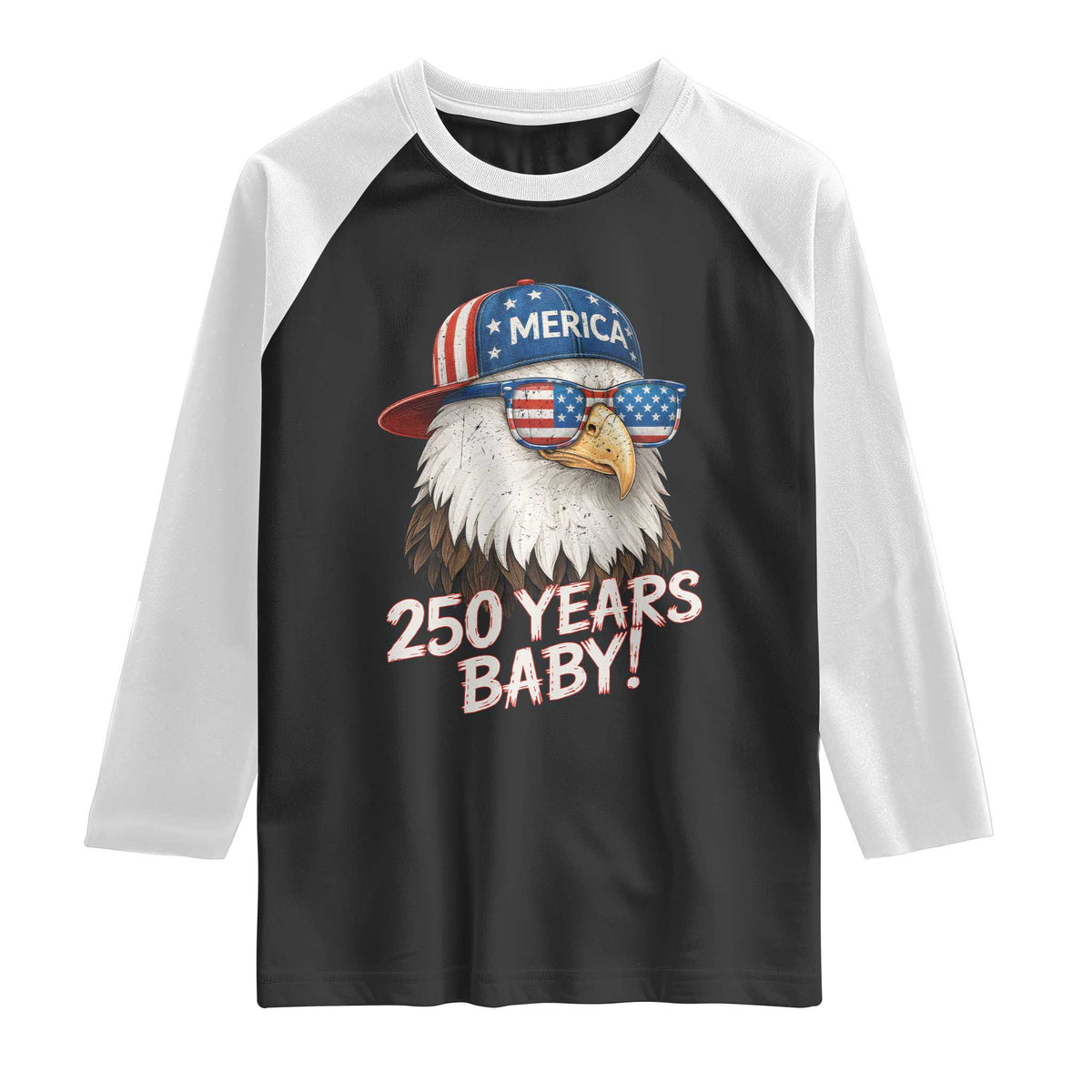 250th Anniversary USA 250 Years Baby Bald Eagle Raglan Shirt