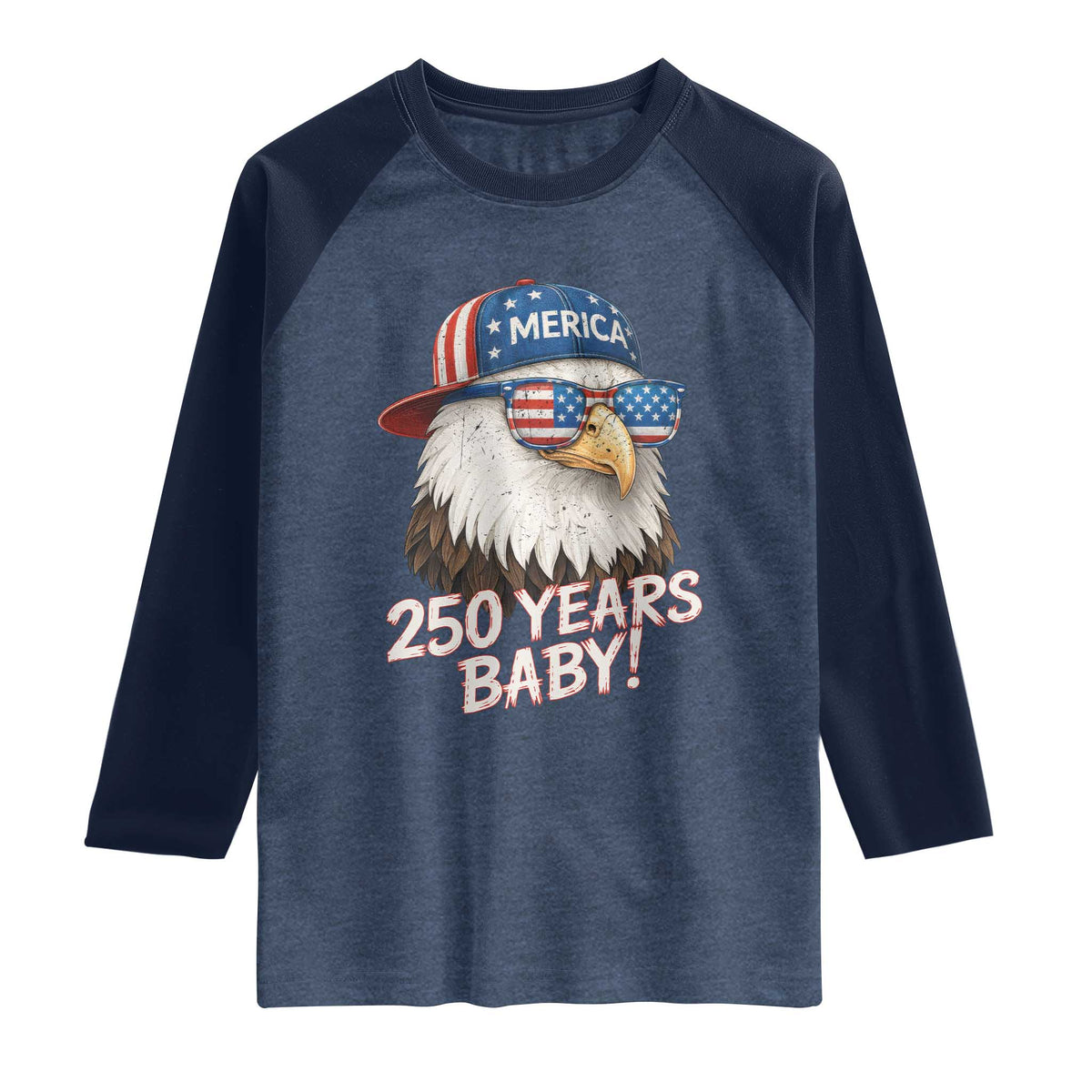 250th Anniversary USA 250 Years Baby Bald Eagle Raglan Shirt