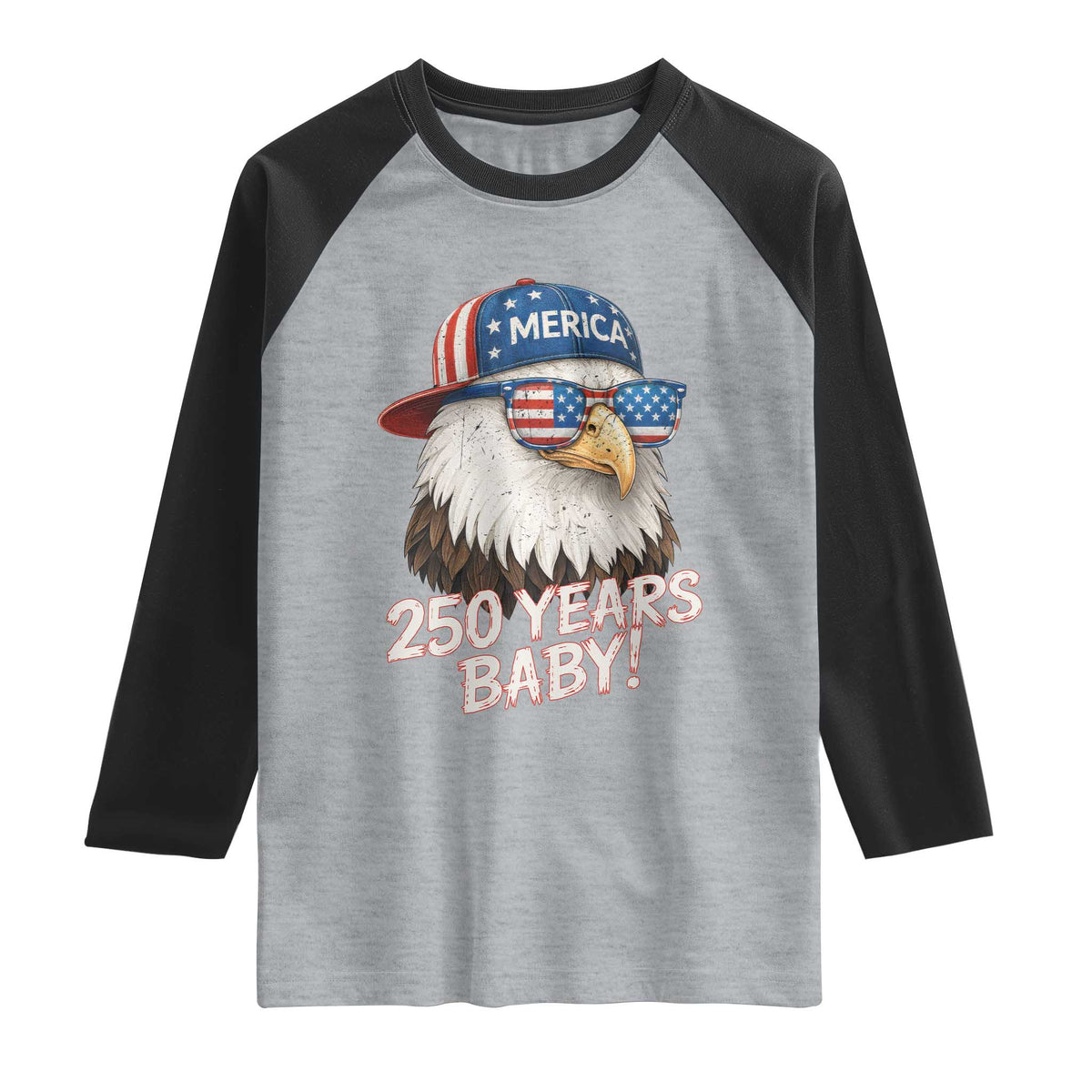 250th Anniversary USA 250 Years Baby Bald Eagle Raglan Shirt