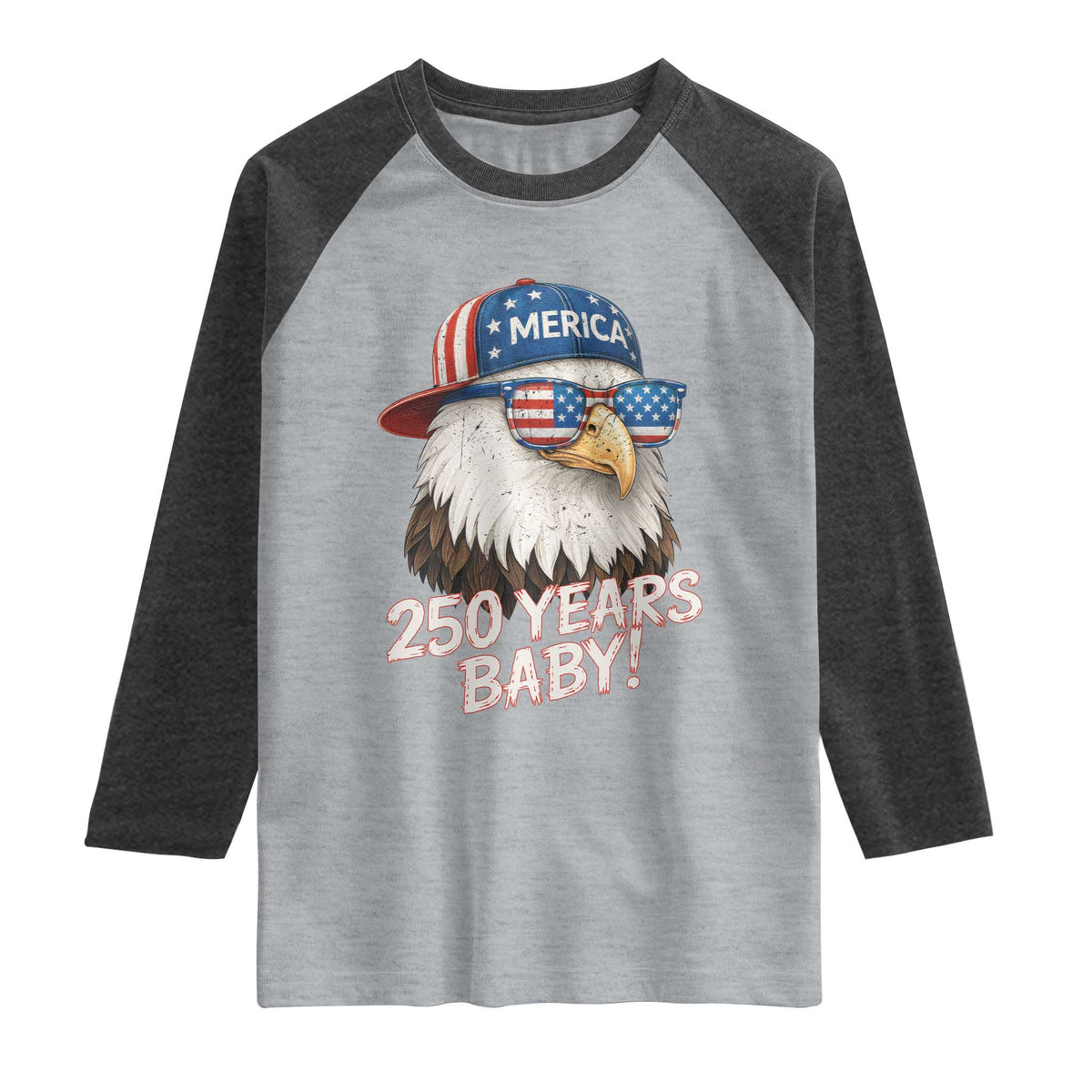 250th Anniversary USA 250 Years Baby Bald Eagle Raglan Shirt