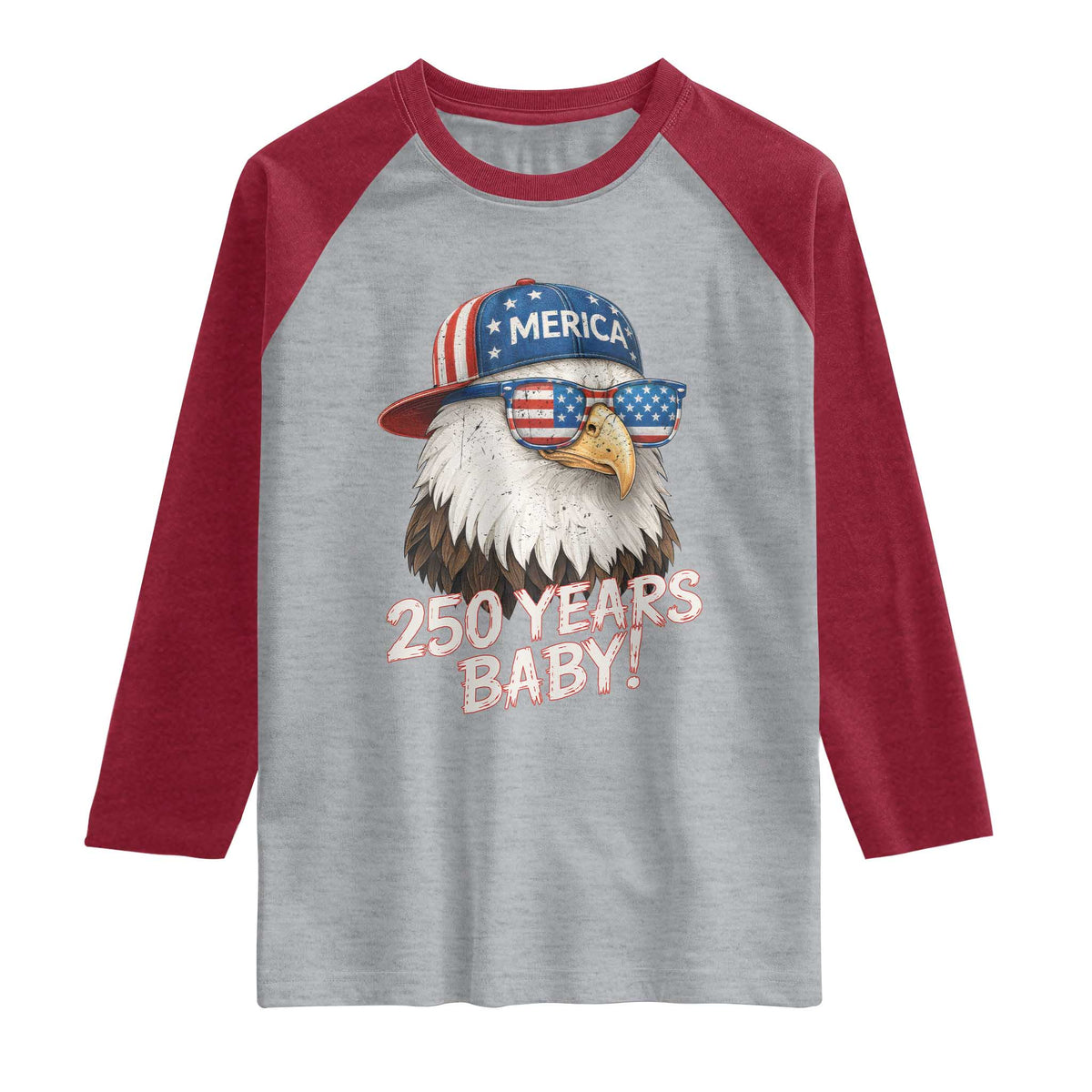 250th Anniversary USA 250 Years Baby Bald Eagle Raglan Shirt