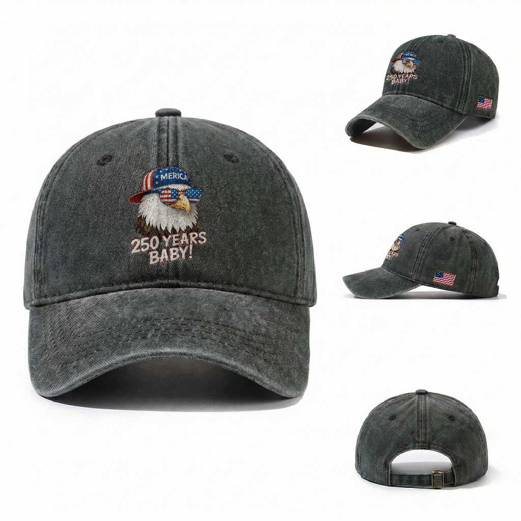 250th Anniversary USA 250 Years Baby Bald Eagle Washed Cotton Baseball Cap