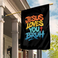 Jesus Loves You Bruh Garden Flag Funny Christian Believer Faith God Retro Religious