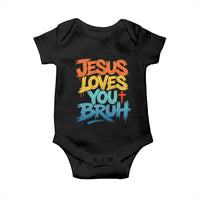 Jesus Loves You Bruh Baby Onesie Funny Christian Believer Faith God Retro Religious