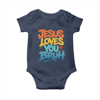 Jesus Loves You Bruh Baby Onesie Funny Christian Believer Faith God Retro Religious