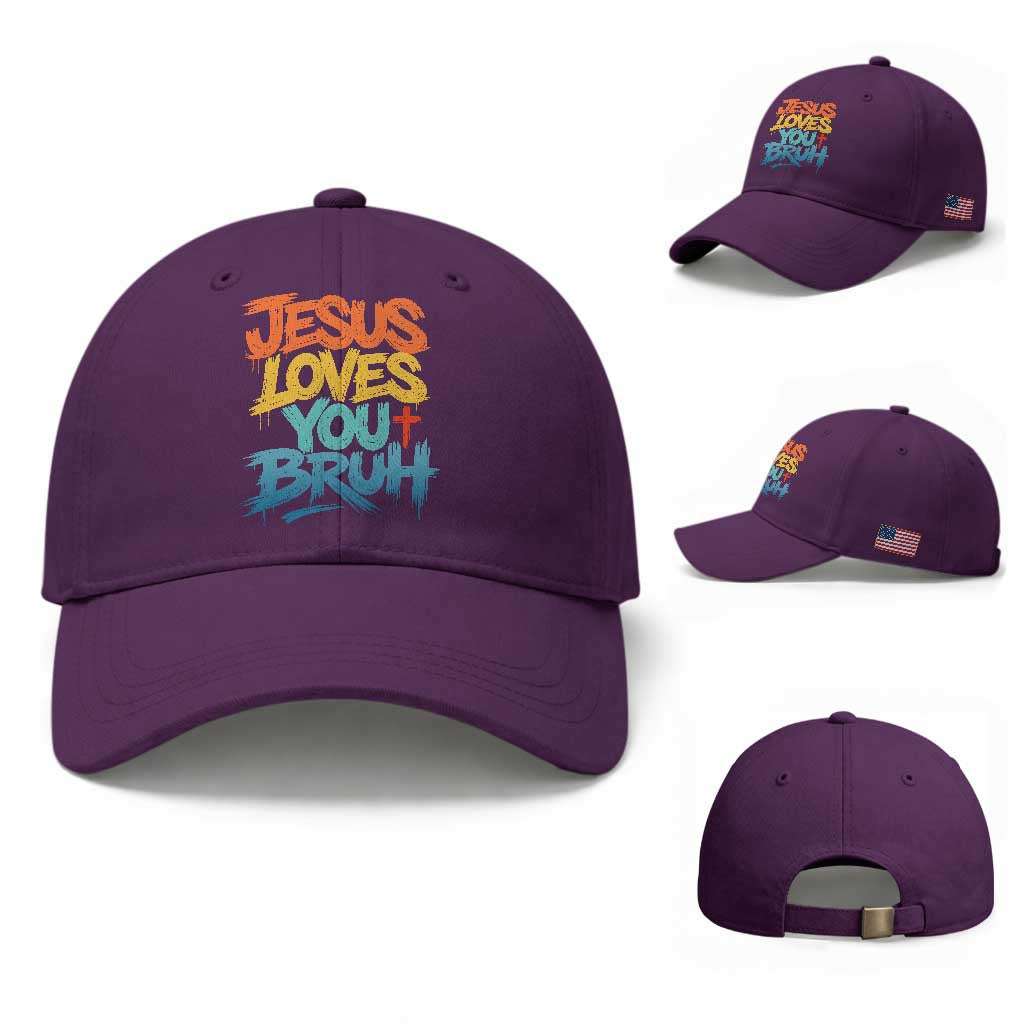 Jesus Loves You Bruh Baseball Cap Funny Christian Believer Faith God Retro Religious