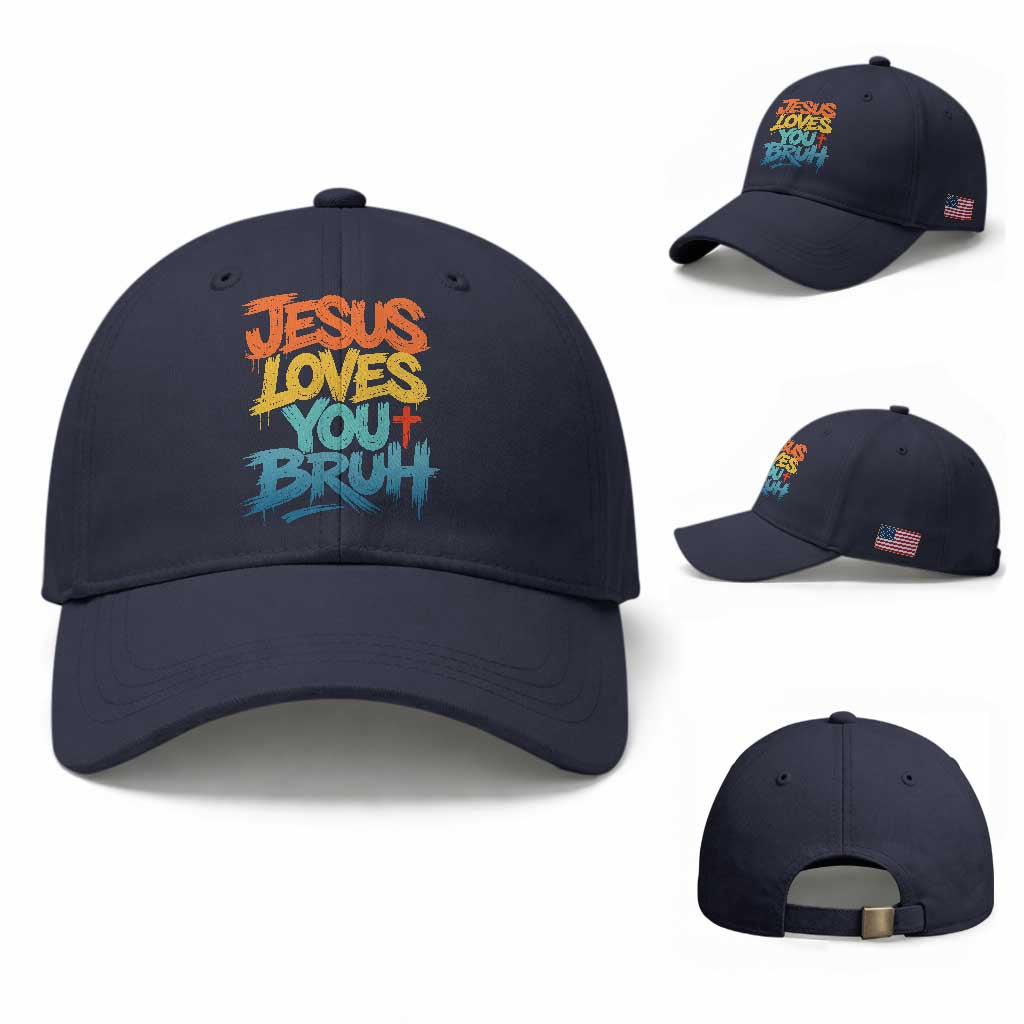 Jesus Loves You Bruh Baseball Cap Funny Christian Believer Faith God Retro Religious