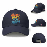 Jesus Loves You Bruh Baseball Cap Funny Christian Believer Faith God Retro Religious