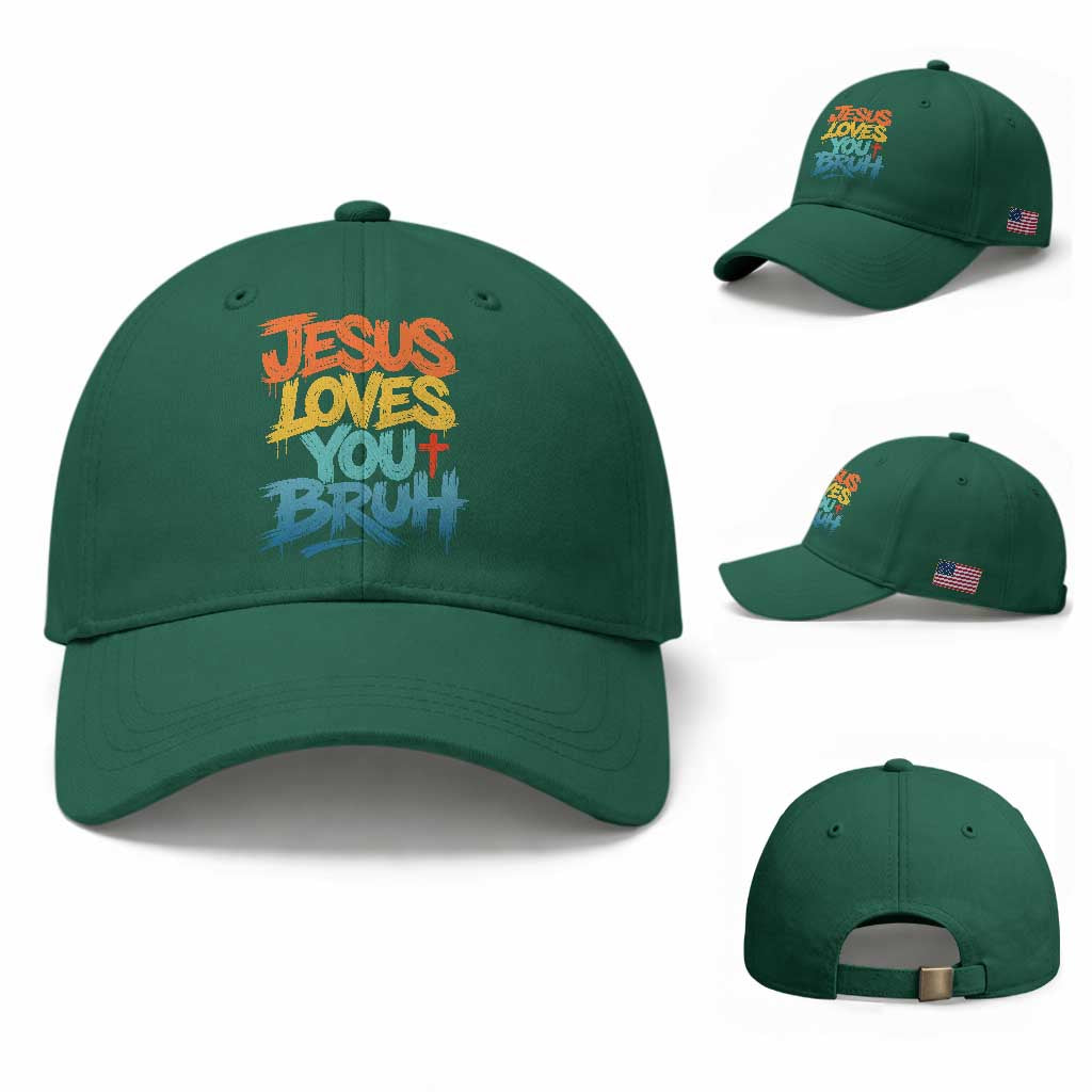 Jesus Loves You Bruh Baseball Cap Funny Christian Believer Faith God Retro Religious