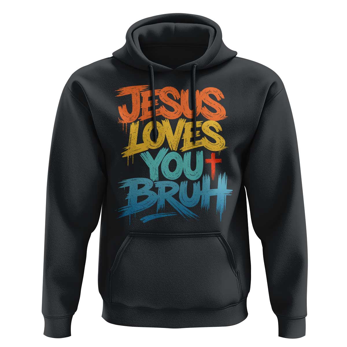 Jesus Loves You Bruh Hoodie Funny Christian Believer Faith God Retro Religious