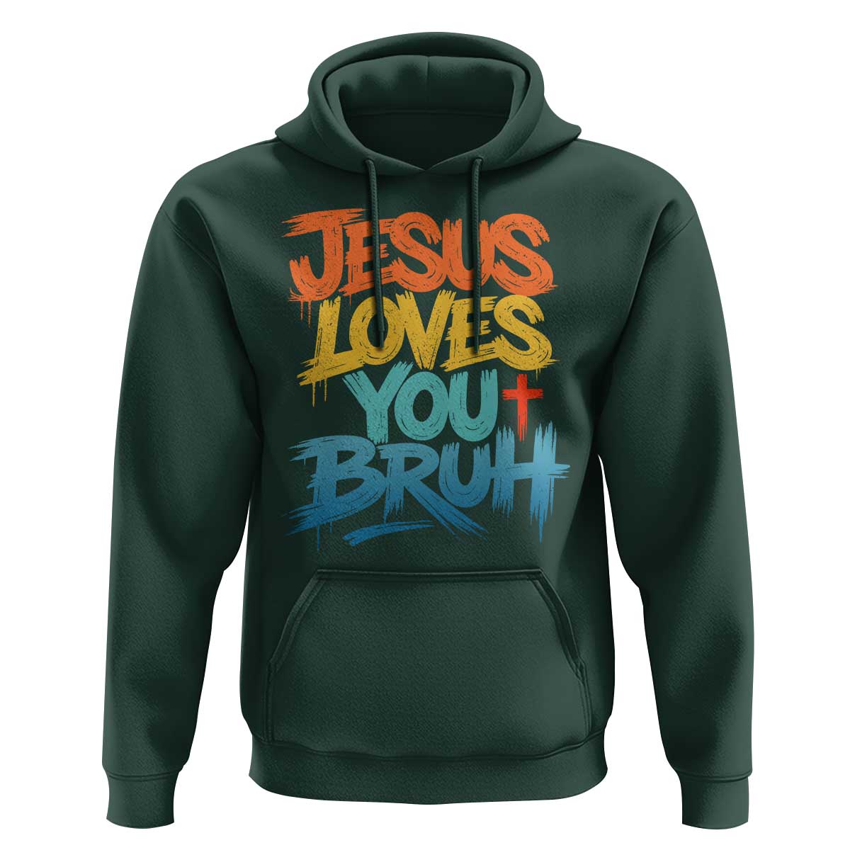 Jesus Loves You Bruh Hoodie Funny Christian Believer Faith God Retro Religious
