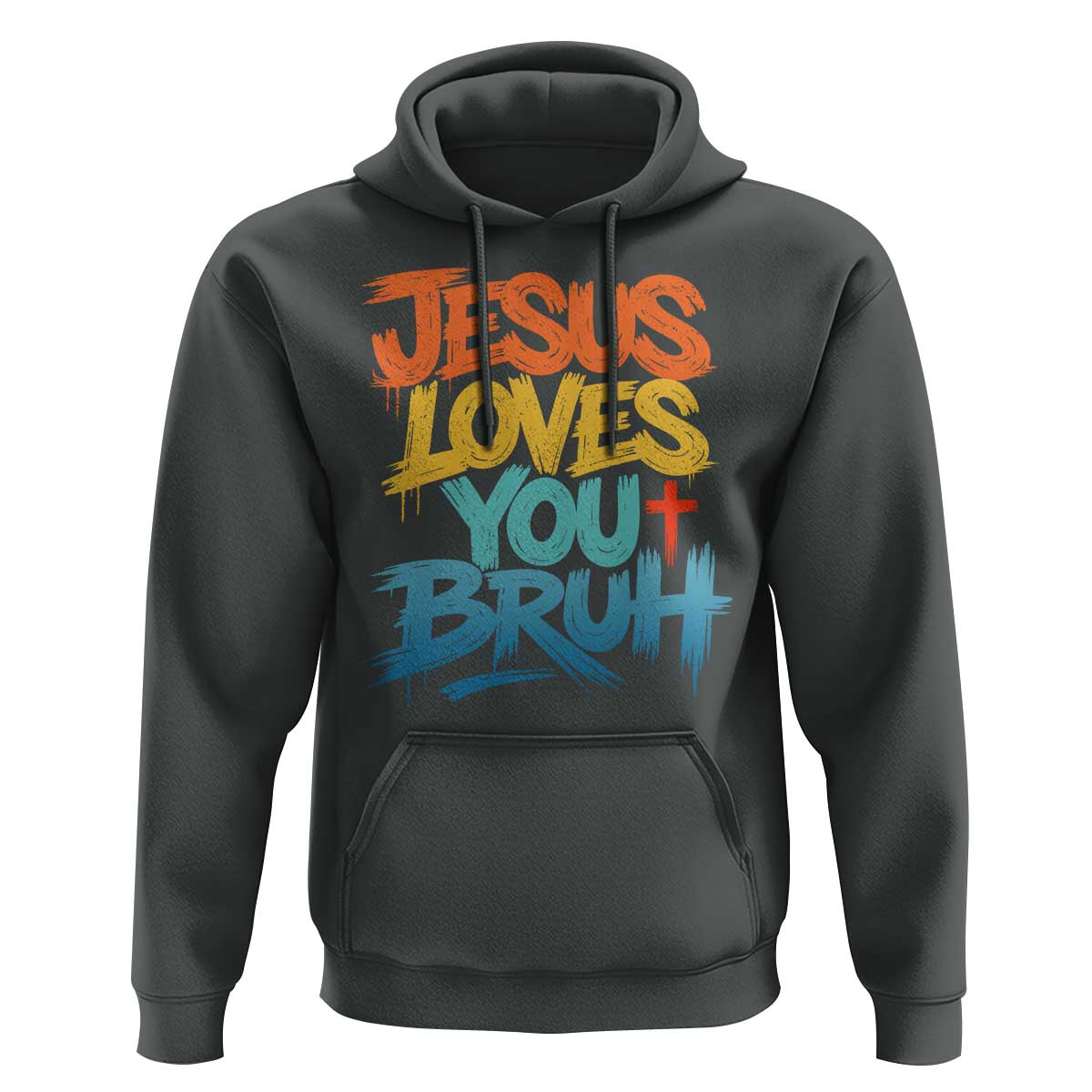 Jesus Loves You Bruh Hoodie Funny Christian Believer Faith God Retro Religious