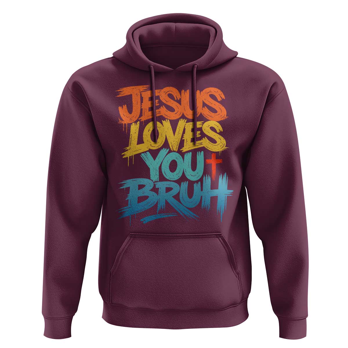 Jesus Loves You Bruh Hoodie Funny Christian Believer Faith God Retro Religious