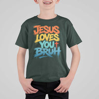 Jesus Loves You Bruh T Shirt For Kid Funny Christian Believer Faith God Retro Religious