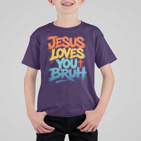 Jesus Loves You Bruh T Shirt For Kid Funny Christian Believer Faith God Retro Religious