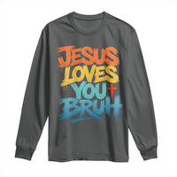 Jesus Loves You Bruh Long Sleeve Shirt Funny Christian Believer Faith God Retro Religious