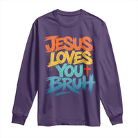 Jesus Loves You Bruh Long Sleeve Shirt Funny Christian Believer Faith God Retro Religious