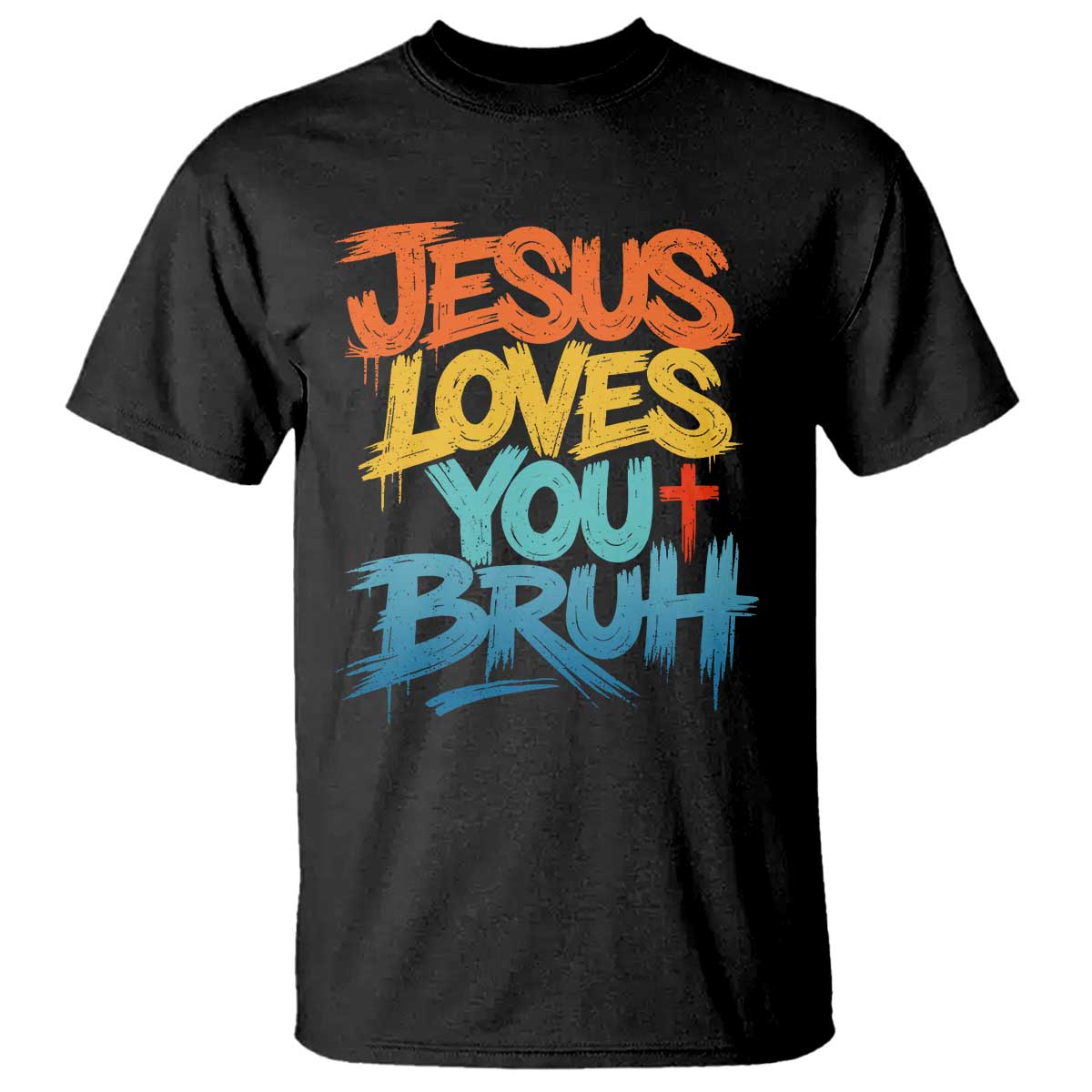 Jesus Loves You Bruh T Shirt Funny Christian Believer Faith God Retro Religious