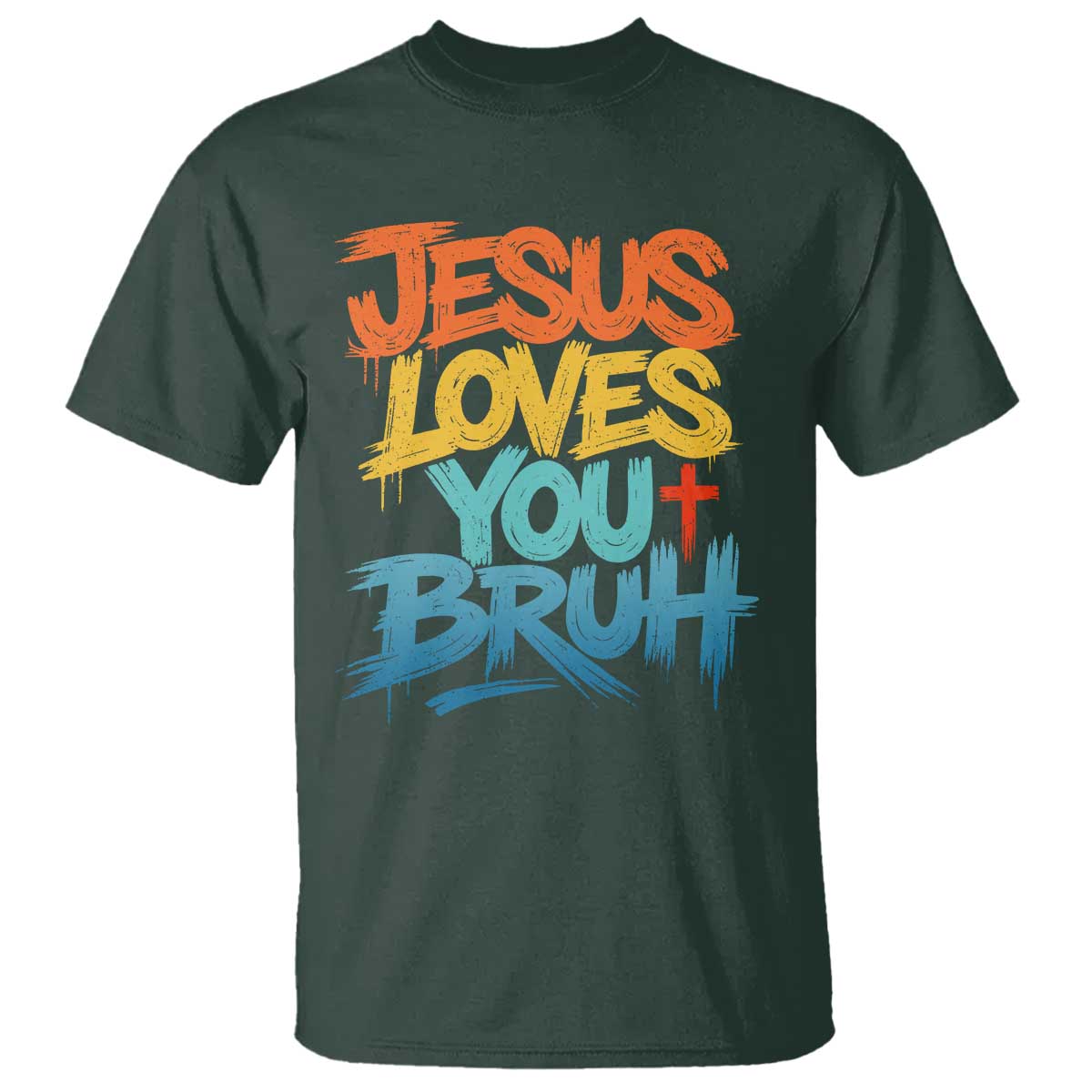 Jesus Loves You Bruh T Shirt Funny Christian Believer Faith God Retro Religious