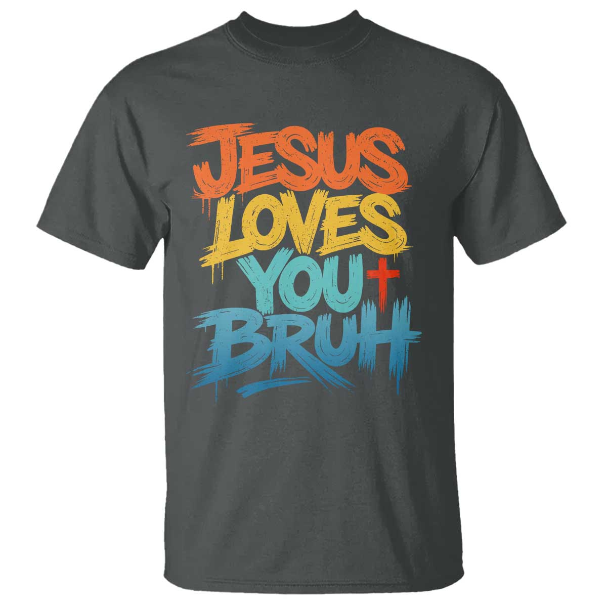 Jesus Loves You Bruh T Shirt Funny Christian Believer Faith God Retro Religious