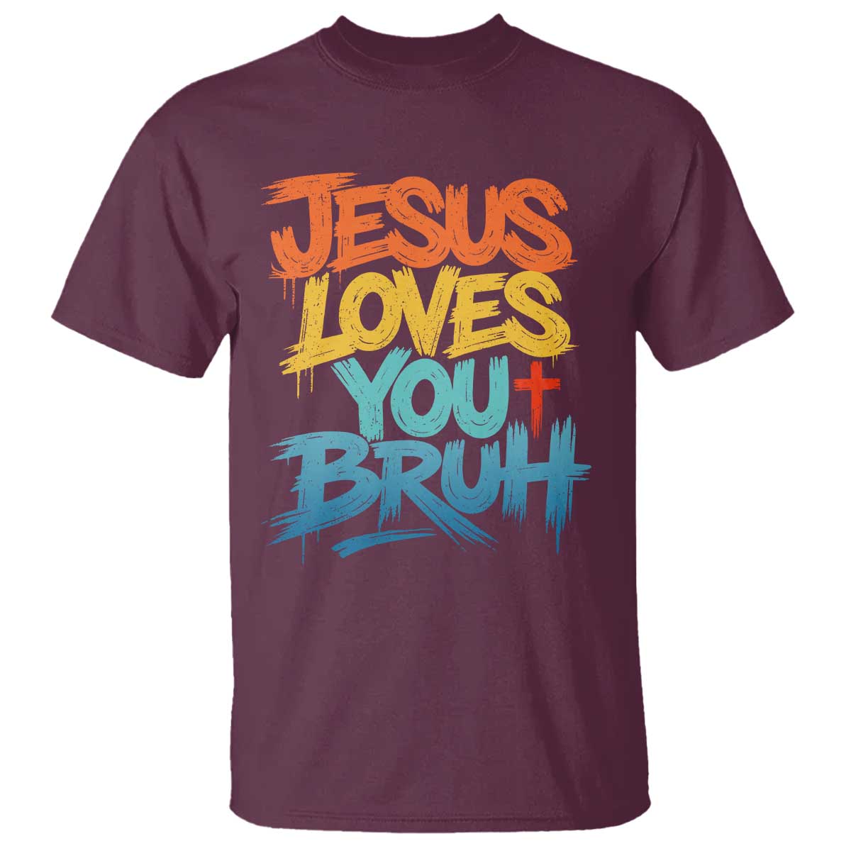 Jesus Loves You Bruh T Shirt Funny Christian Believer Faith God Retro Religious