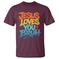 Jesus Loves You Bruh T Shirt Funny Christian Believer Faith God Retro Religious