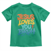 Jesus Loves You Bruh Toddler T Shirt Funny Christian Believer Faith God Retro Religious
