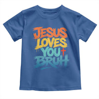 Jesus Loves You Bruh Toddler T Shirt Funny Christian Believer Faith God Retro Religious