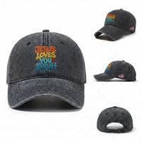 Jesus Loves You Bruh Washed Cotton Baseball Cap Funny Christian Believer Faith God Retro Religious