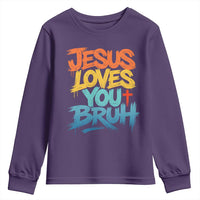 Jesus Loves You Bruh Youth Sweatshirt Funny Christian Believer Faith God Retro Religious