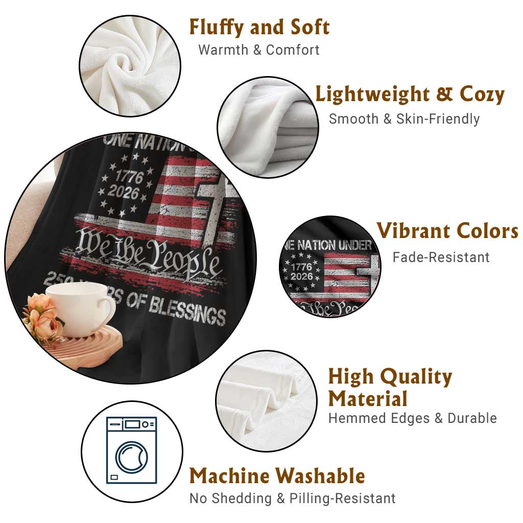 One Nation Under God 250 Years Of Blessing Throw Blanket 250th Faith Anniversary USA