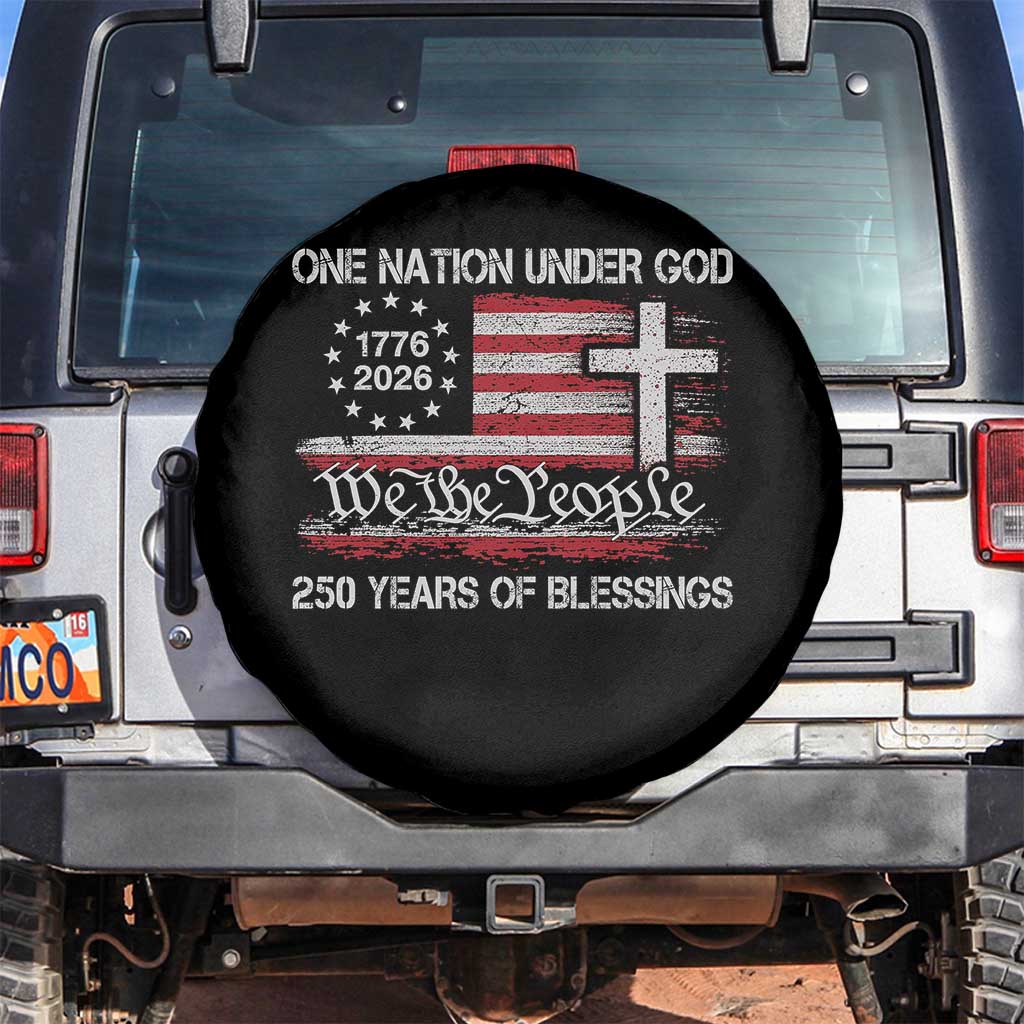 One Nation Under God 250 Years Of Blessing Spare Tire Cover 250th Faith Anniversary USA
