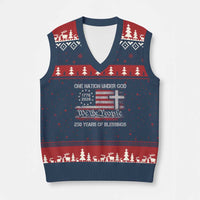 One Nation Under God 250 Years Of Blessing V-Neck Knit Sweater Vest 250th Faith Anniversary USA