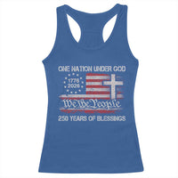 One Nation Under God 250 Years Of Blessing Racerback Tank Top 250th Faith Anniversary USA