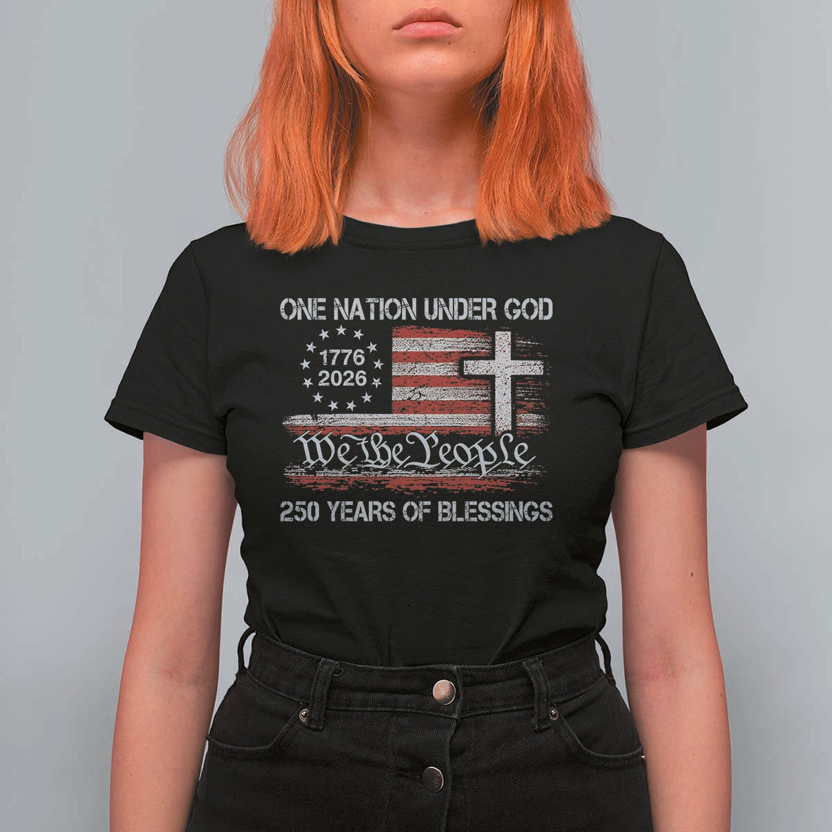 One Nation Under God 250 Years Of Blessing T Shirt For Women 250th Faith Anniversary USA