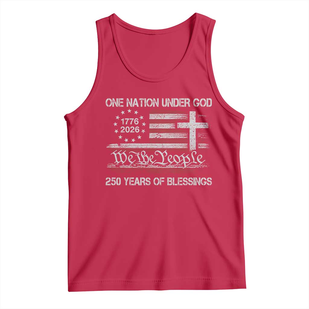 One Nation Under God 250 Years Of Blessing Tank Top 250th Faith Anniversary USA