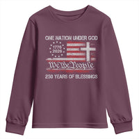 One Nation Under God 250 Years Of Blessing Youth Sweatshirt 250th Faith Anniversary USA